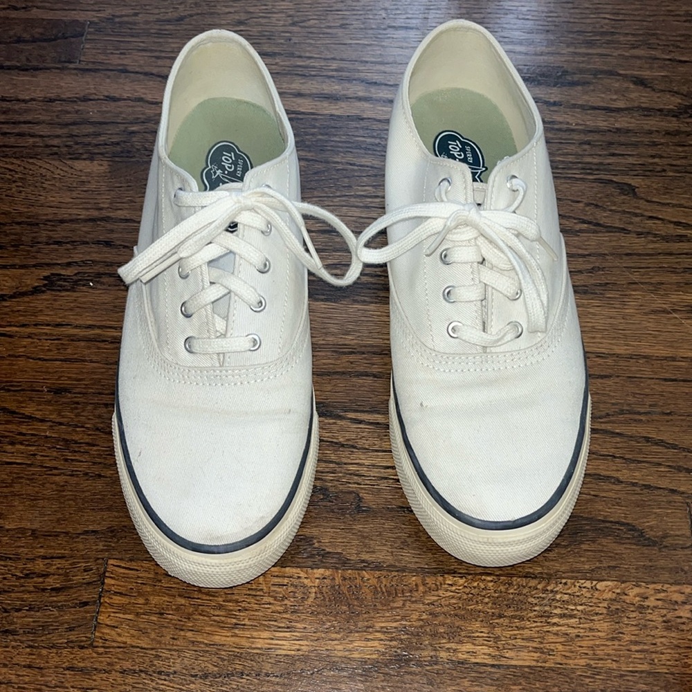 Sperry TopSiders, white canvas, size 9.5